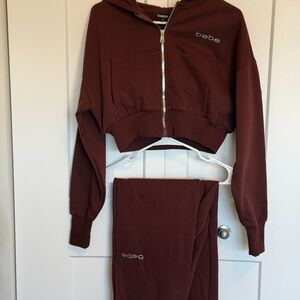 Bebe Chocolate Brown Zip-Up Hoodie